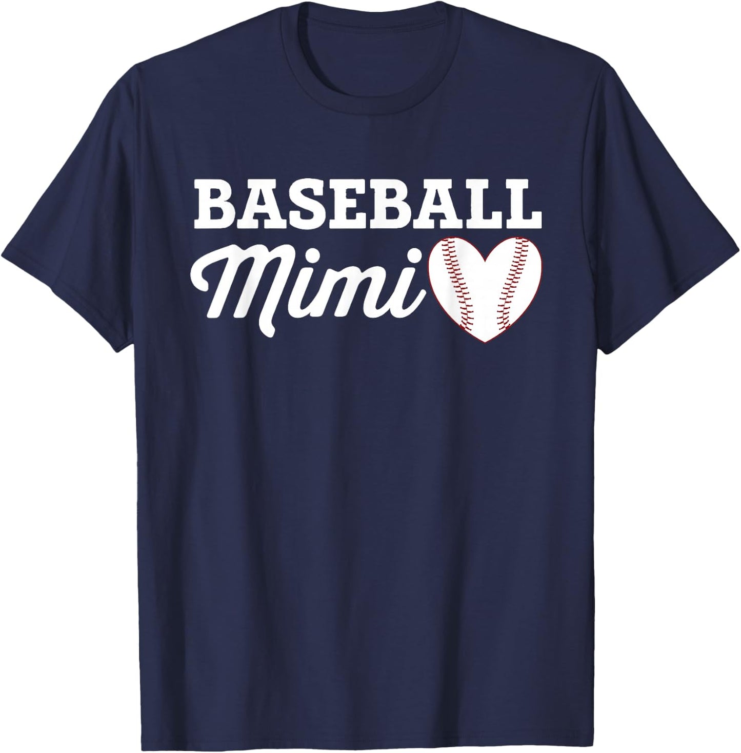 Baseball Mimi Love Heart Baseball Sports T-Shirt - T-Shirt | Navy