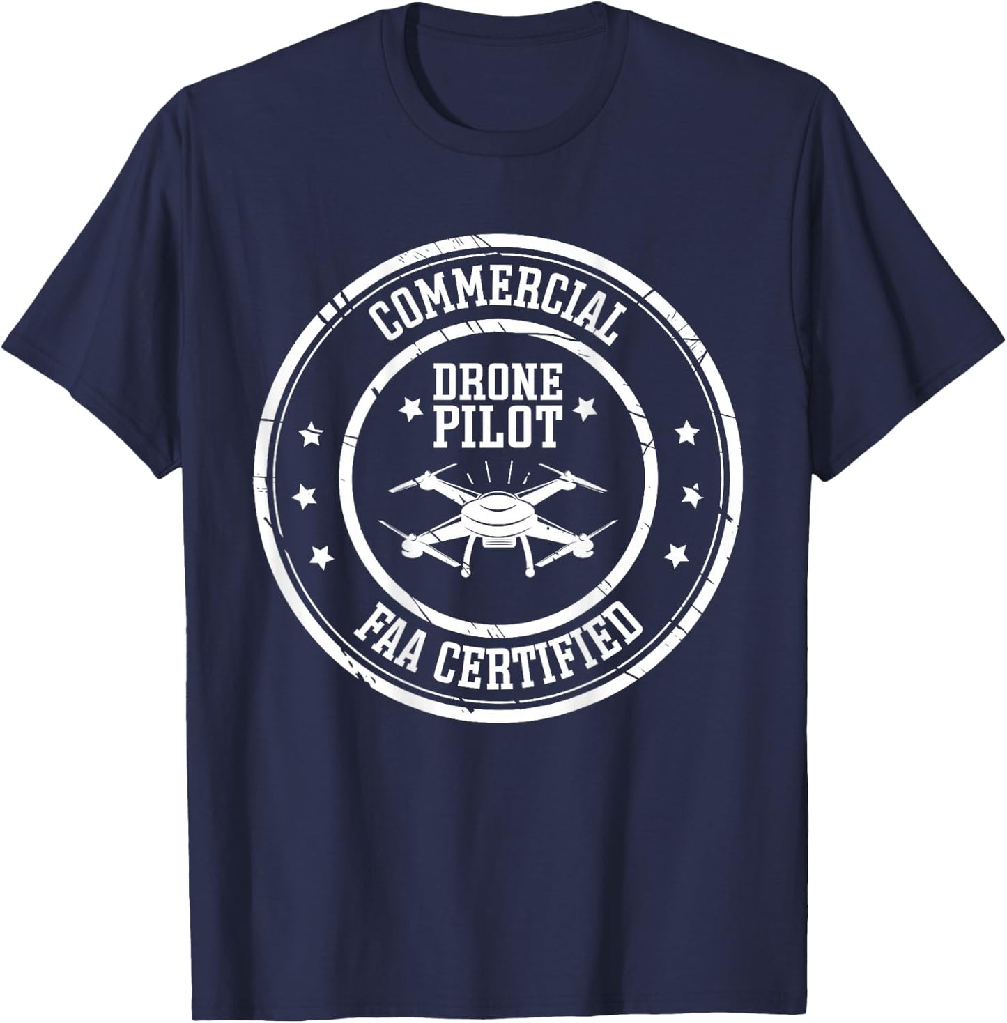 FAA Licensed & Certified BACK PRINT Commercial Drone Pilot T-Shirt - T-Shirt | Navy