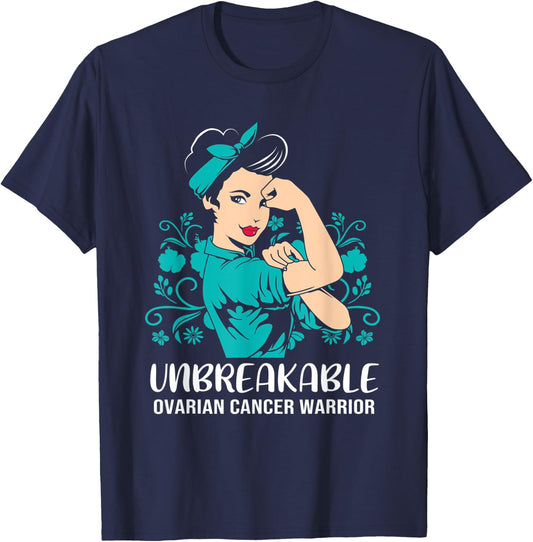 Unbreakable Ovarian Cancer Warrior T-Shirt - T-Shirt | Navy