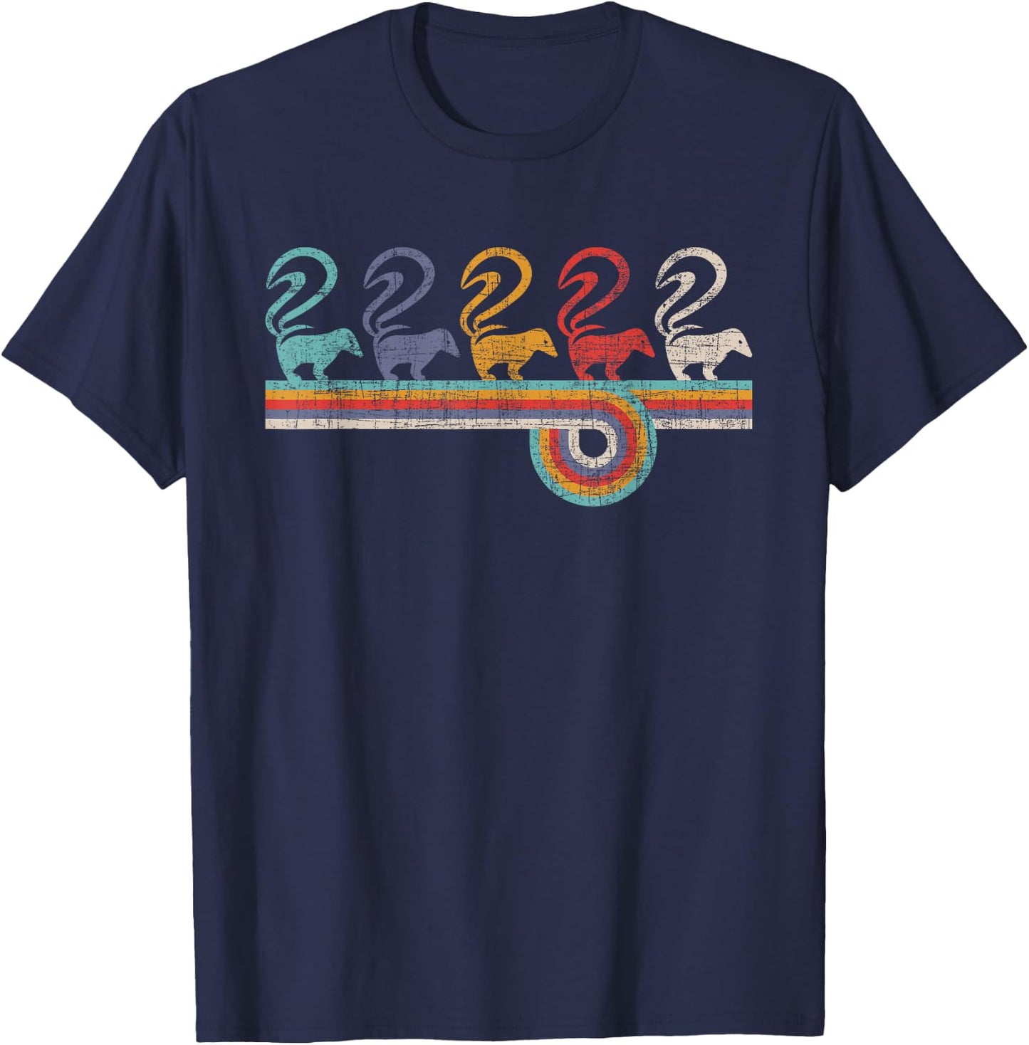 Retro Vintage Skunk - Animal Lover Zookeeper Zoologist T-Shirt - T-Shirt | Navy