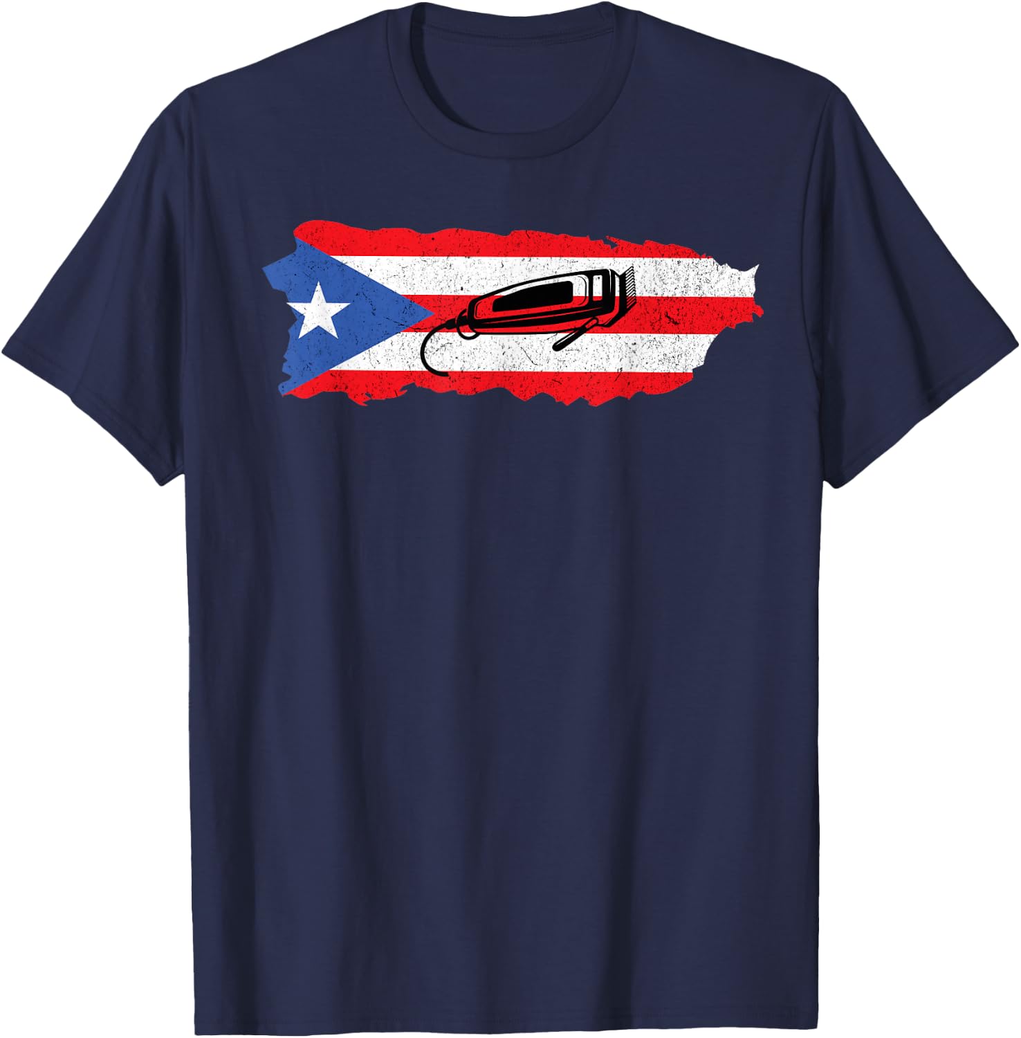 Barber Clippers Fade Haircut Barbershop Stylist from Puerto Rico T-Shirt - T-Shirt | Navy