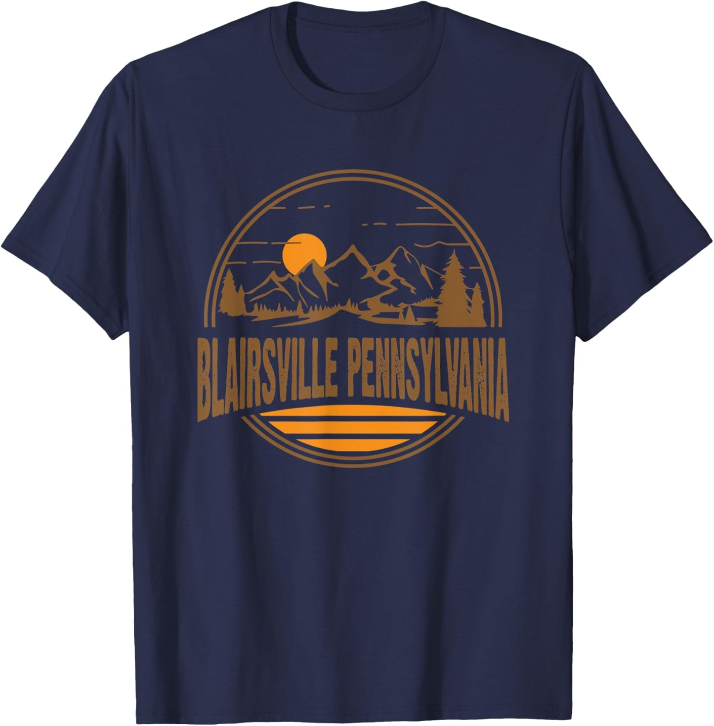 Vintage Blairsville Pennsylvania Mountain Hiking Print T-Shirt - T-Shirt | Navy