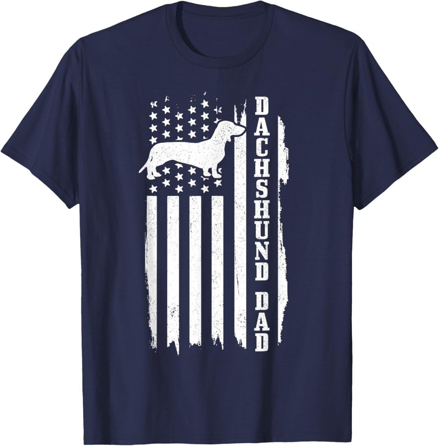 Dachshund Dad Vintage American Flag Patriotic T-Shirt - T-Shirt | Navy