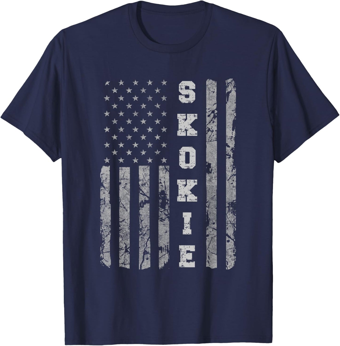 Skokie, Illinois, American flag T-Shirt - T-Shirt | Navy