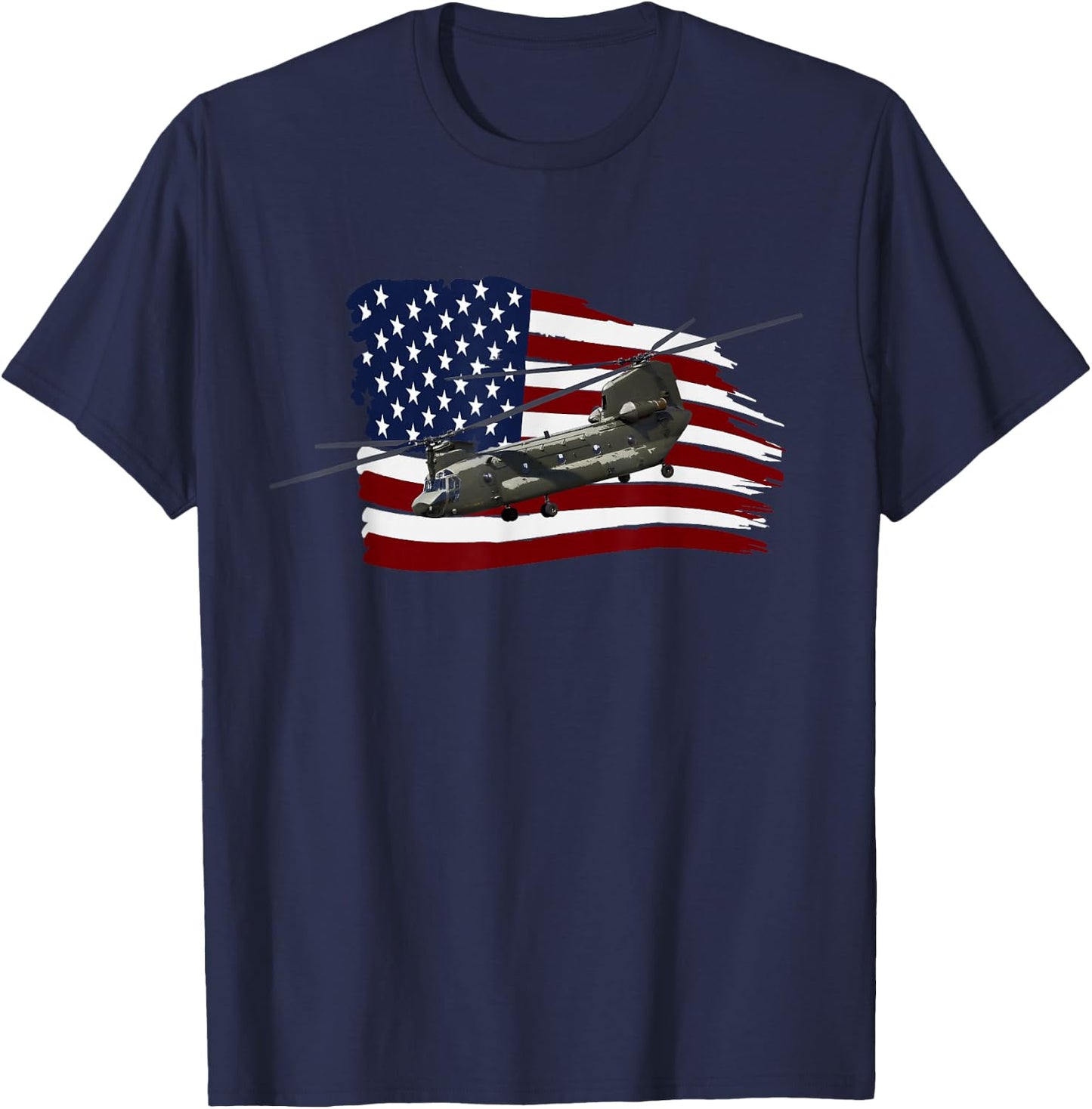 CH-47 Chinook T Shirt Helicopter US Flag T-Shirt - T-Shirt | Navy