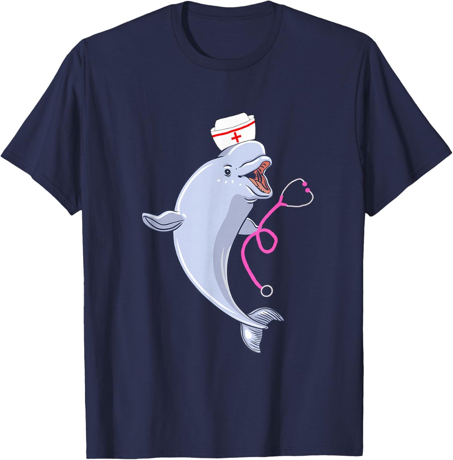 Beluga Whale Medical Nurse Medic RN White Arctic Whale T-Shirt - T-Shirt | Navy