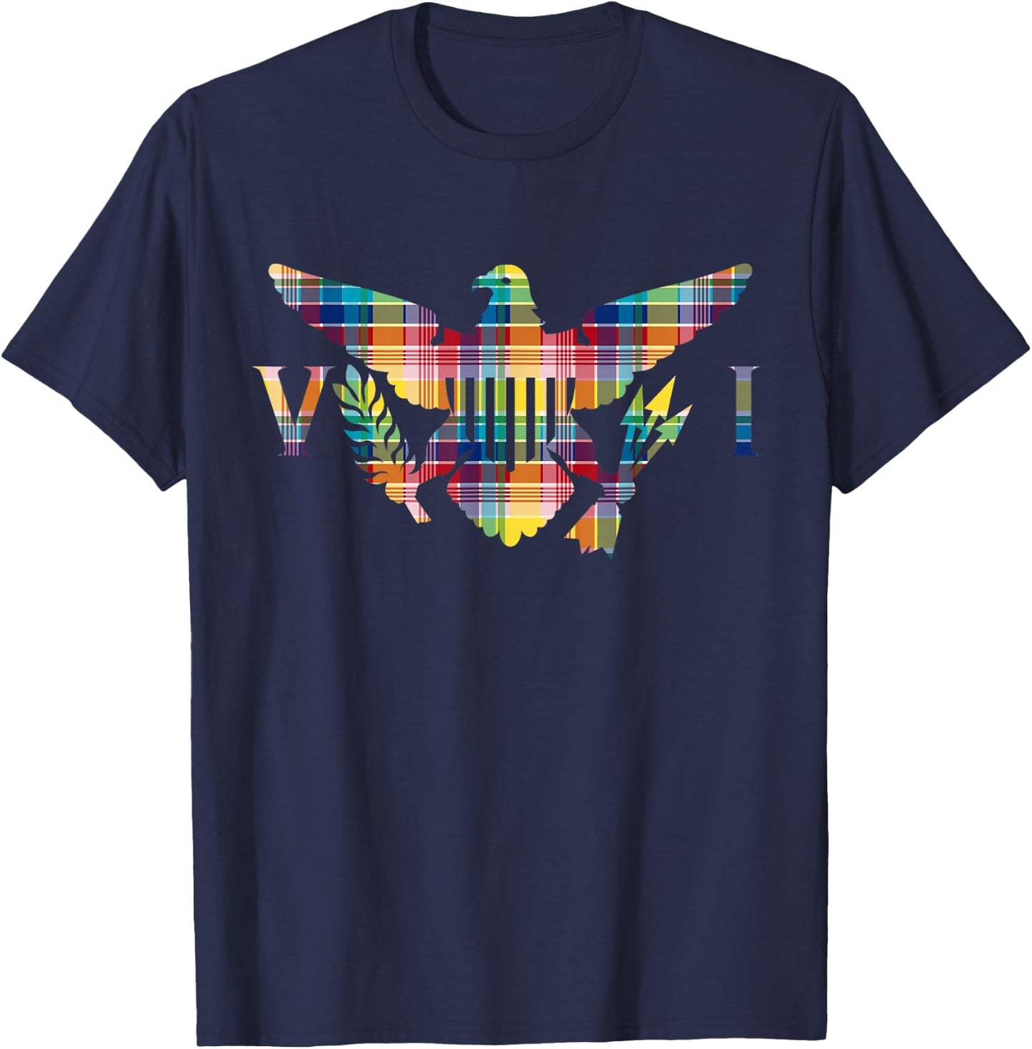 Official Virgin Islands Madras VI Flag T-Shirt - T-Shirt | Navy