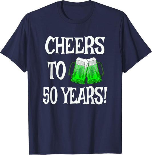 St Patricks Day 50th Anniversary Beer Mug 50 Years Birthday T-Shirt - T-Shirt | Navy