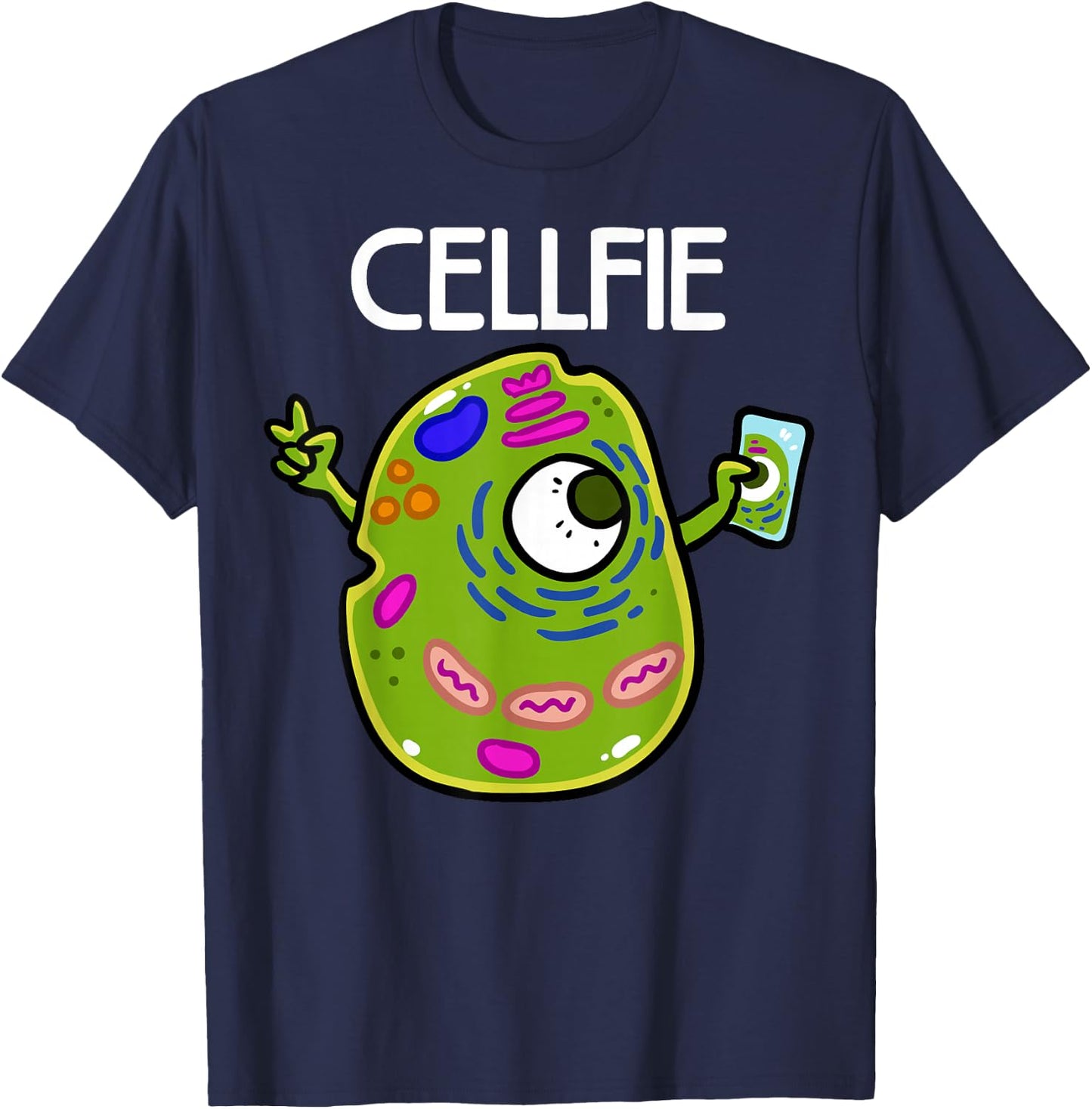Cell Fie Funny Cellfie Selfie Biology Science Teacher T-Shirt - T-Shirt | Navy