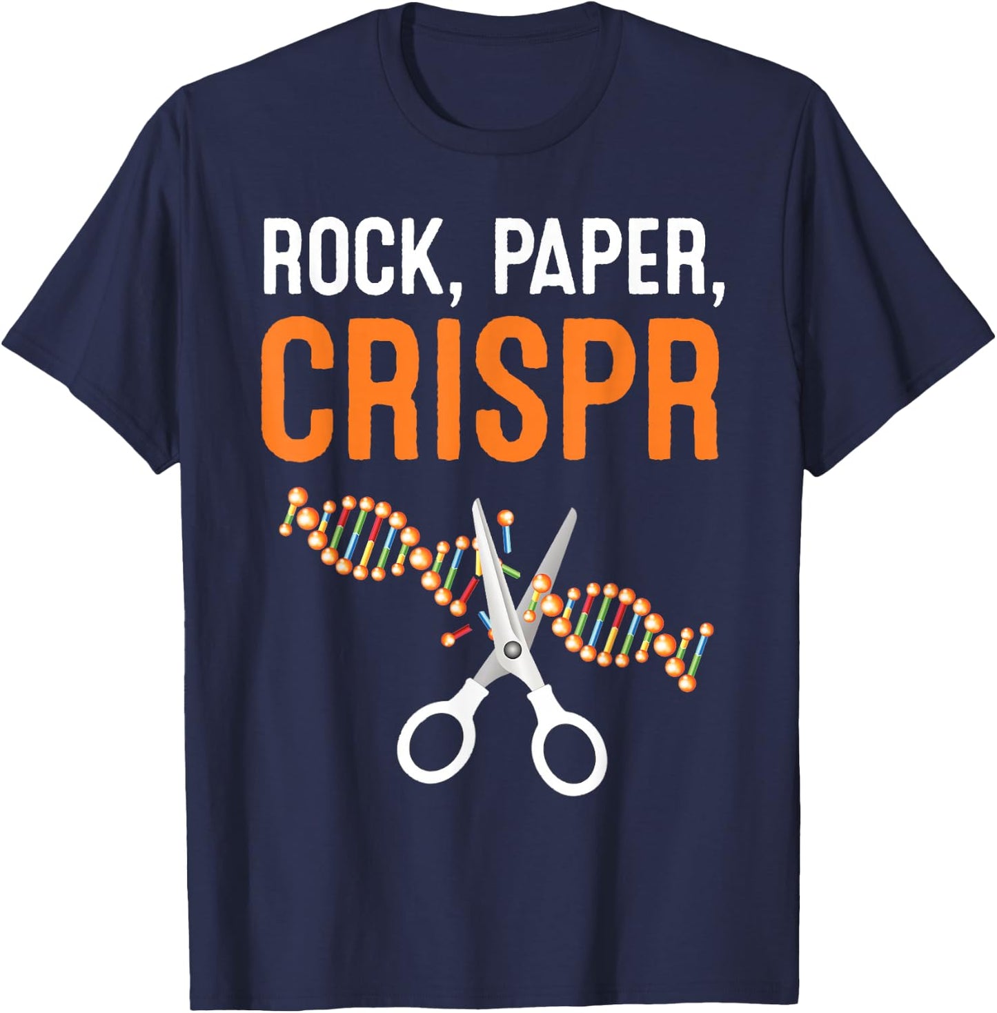 Crispr Rock Paper Scissors Scientist Biologist Gift T-Shirt - T-Shirt | Navy
