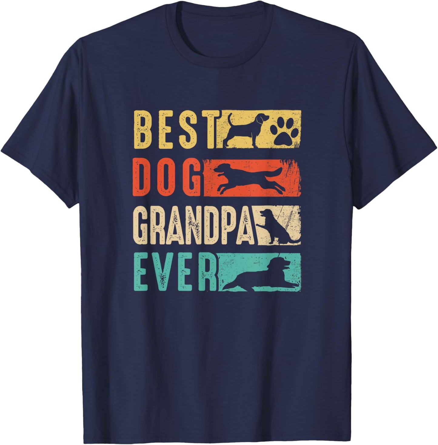 Vintage Best Dog Grandpa Ever Retro Mothers Day Dog Lovers T-Shirt - T-Shirt | Navy