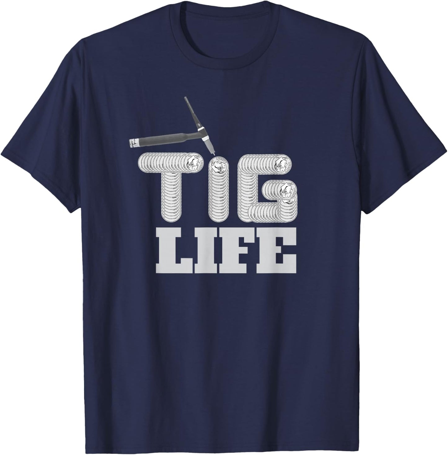 TIG Life Stacking Dimes Welder Blue Collar T-Shirt - T-Shirt | Navy