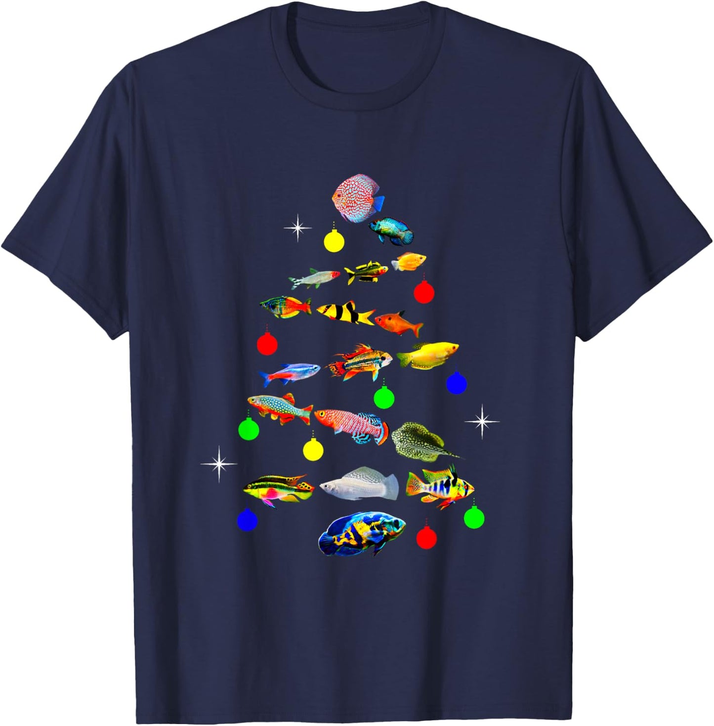 Aquarium Fish Christmas Tree Cichlid Gouramis Discus Tetras T-Shirt - T-Shirt | Navy