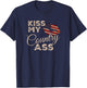 Kiss My Country Ass, Patriotic Grunge Flag Lips T-Shirt - T-Shirt | Navy