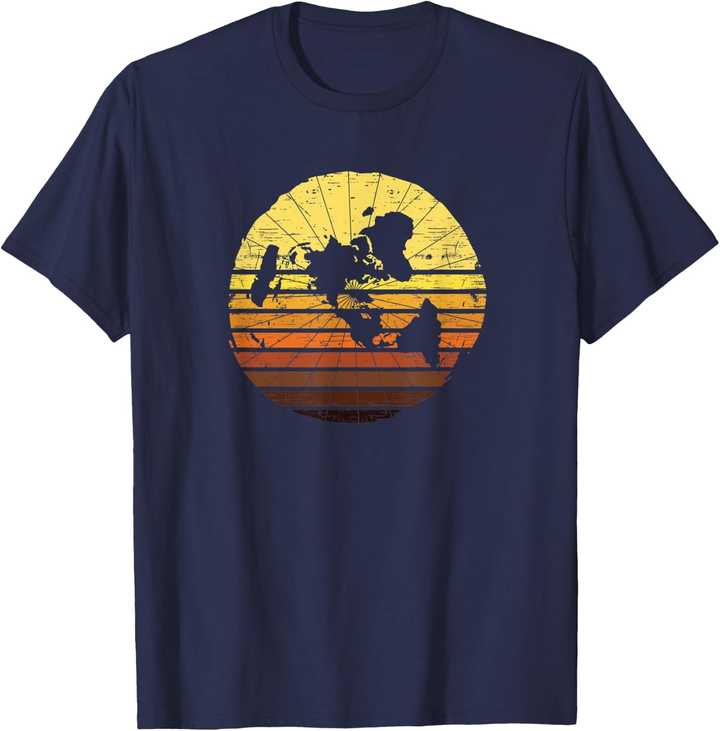 Flat Earth Conspiracy Theory Retro Earth Day Ice Wall Plane T-Shirt - T-Shirt | Navy