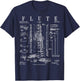 Flute Vintage Patent Flutist Flautist Drawing Print T-Shirt - T-Shirt | Navy