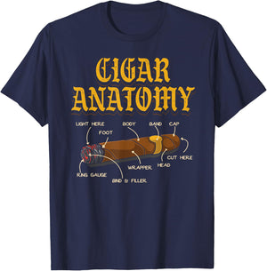 Cigar Anatomy Diagram Cigars Smoking Smokers Funny Cigar T-Shirt - T-Shirt | Navy