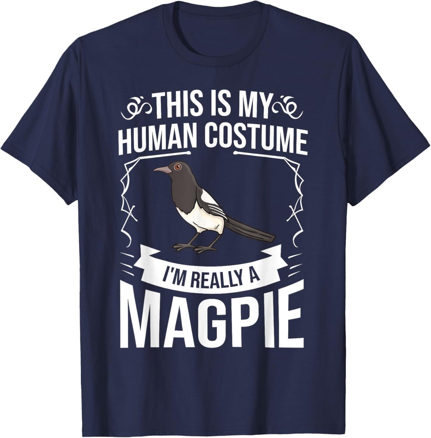 Magpie Bird Feathers Animal T-Shirt - T-Shirt | Navy