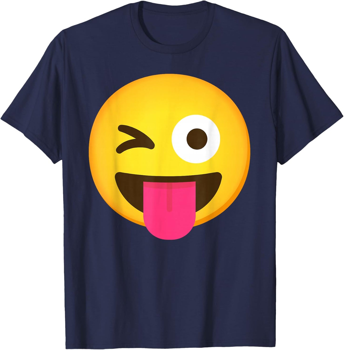 Emoticon Winking Face with Stuck-Out Tongue and Winking Eye T-Shirt - T-Shirt | Navy