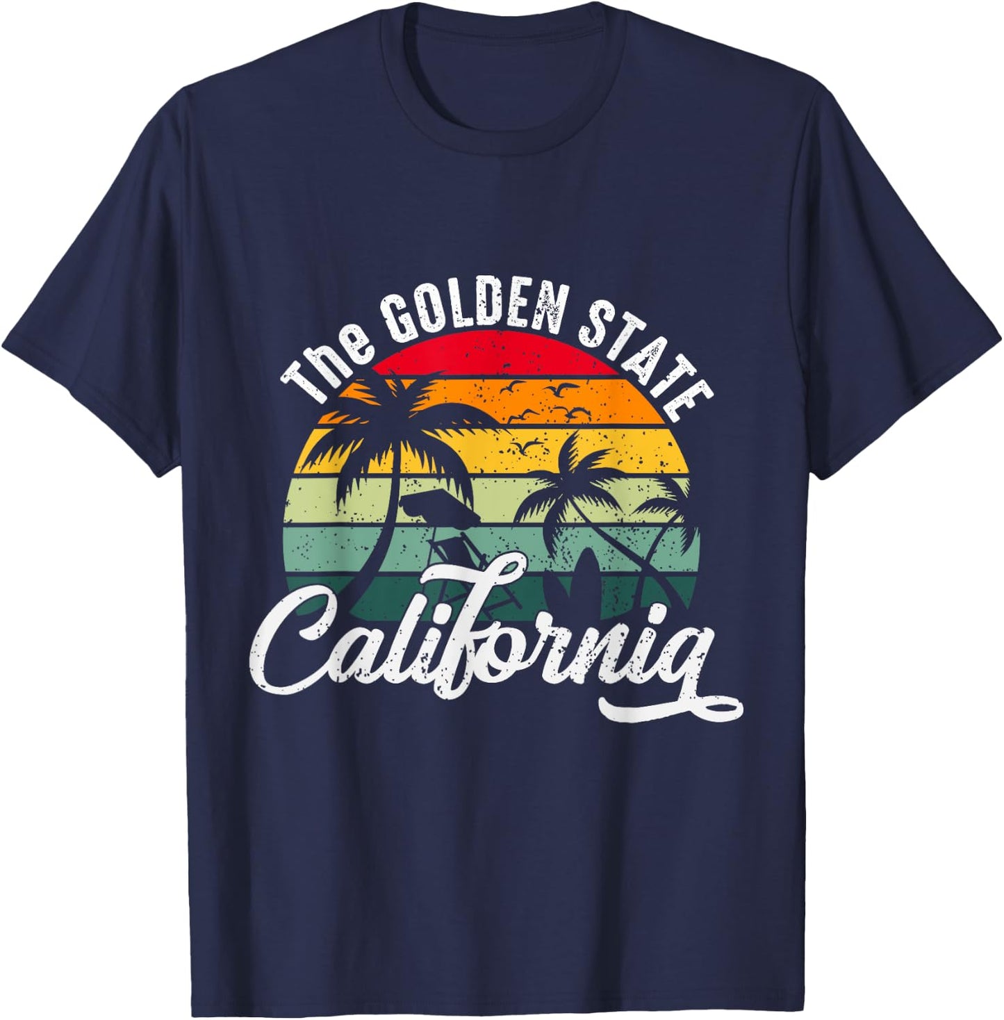 Summer The Golden State California Retro Vintage Men Women Kids T-Shirt - T-Shirt | Navy