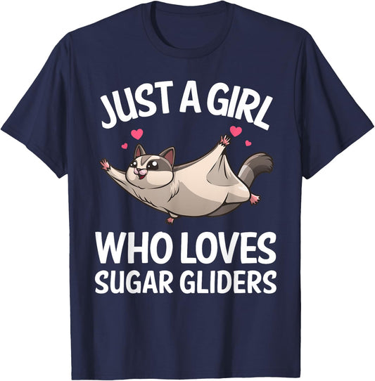 Funny Sugar Glider Design For Girls Women Gliding Animal T-Shirt - T-Shirt | Navy