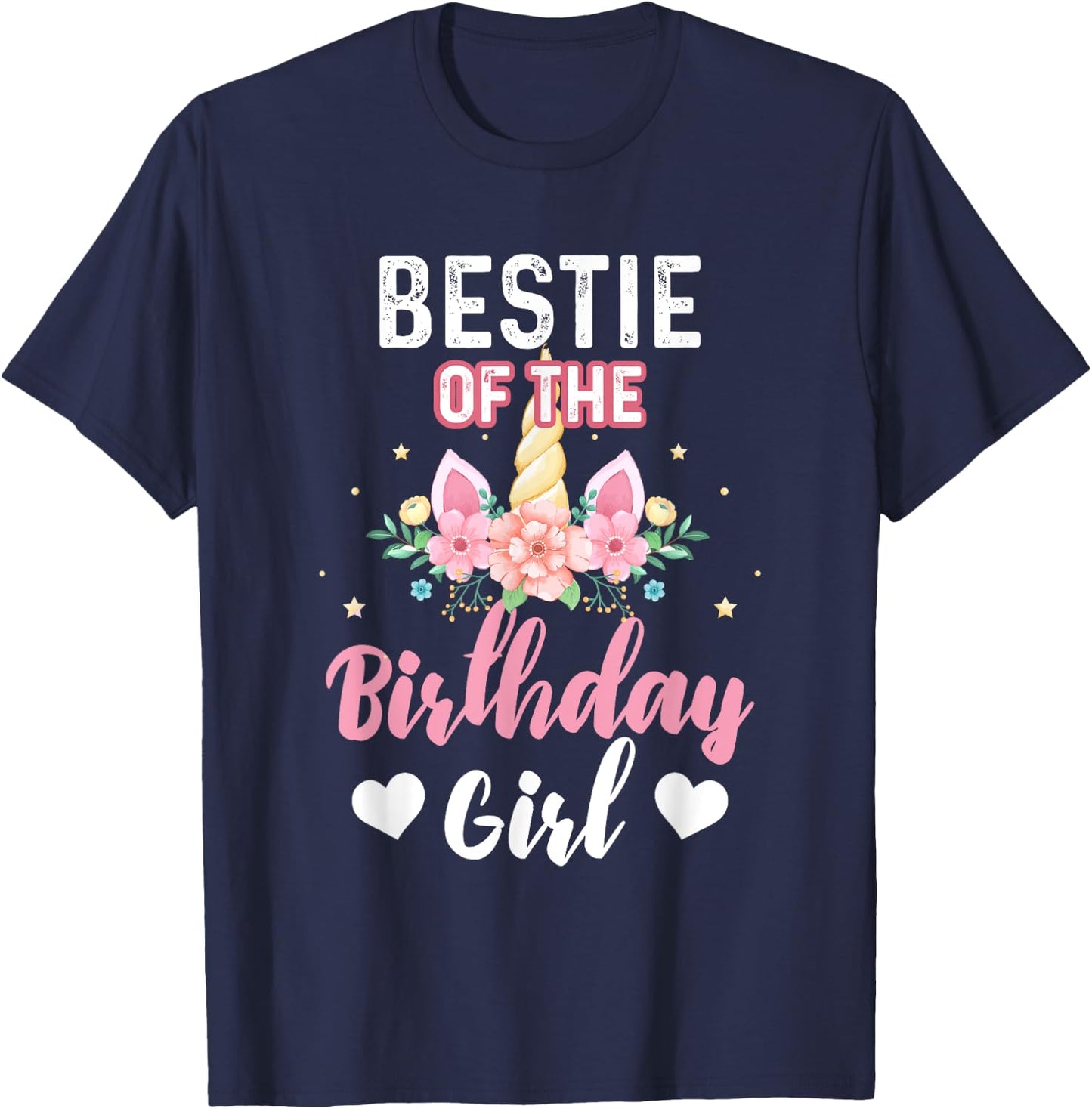 Bestie of the Birthday Girl Unicorn Family Matching Birthday T-Shirt - T-Shirt | Navy