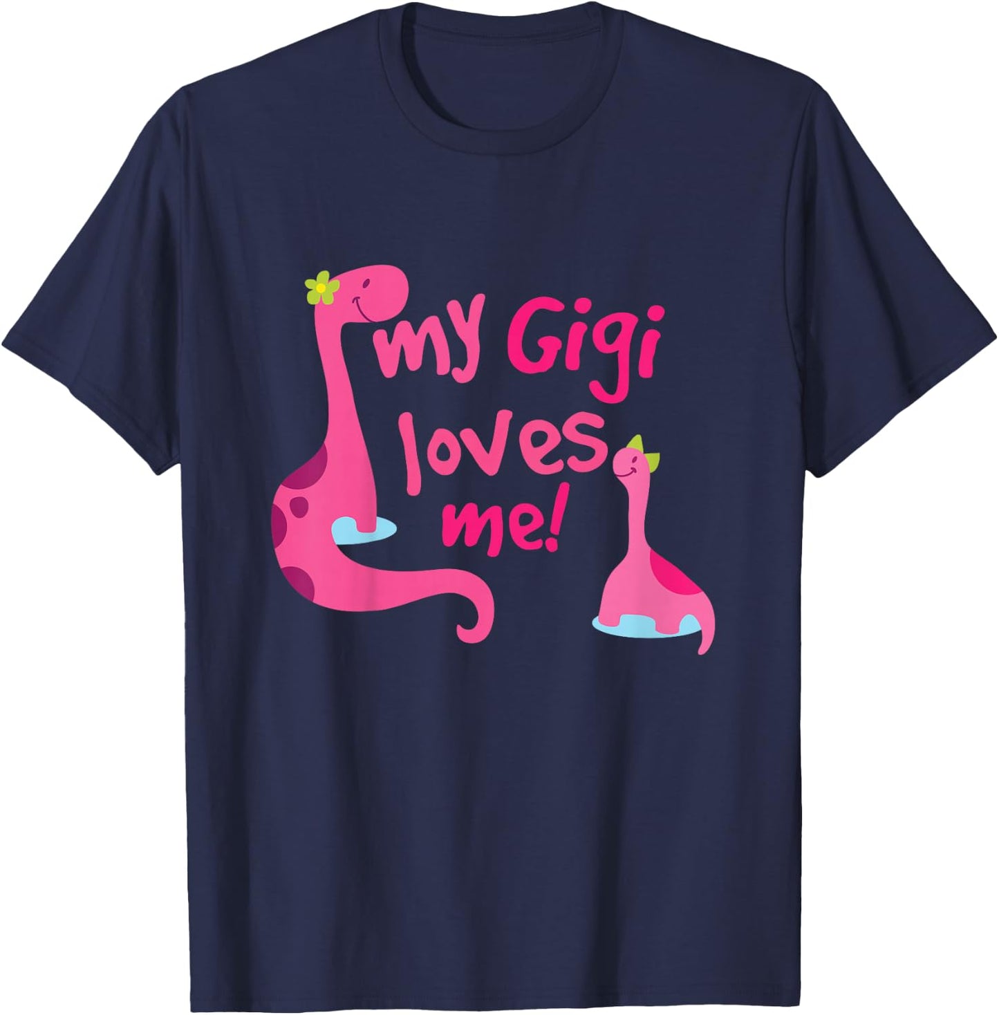 Kids My Gigi Loves Me Cute Granddaughter Dinosaur T-Shirt - T-Shirt | Navy