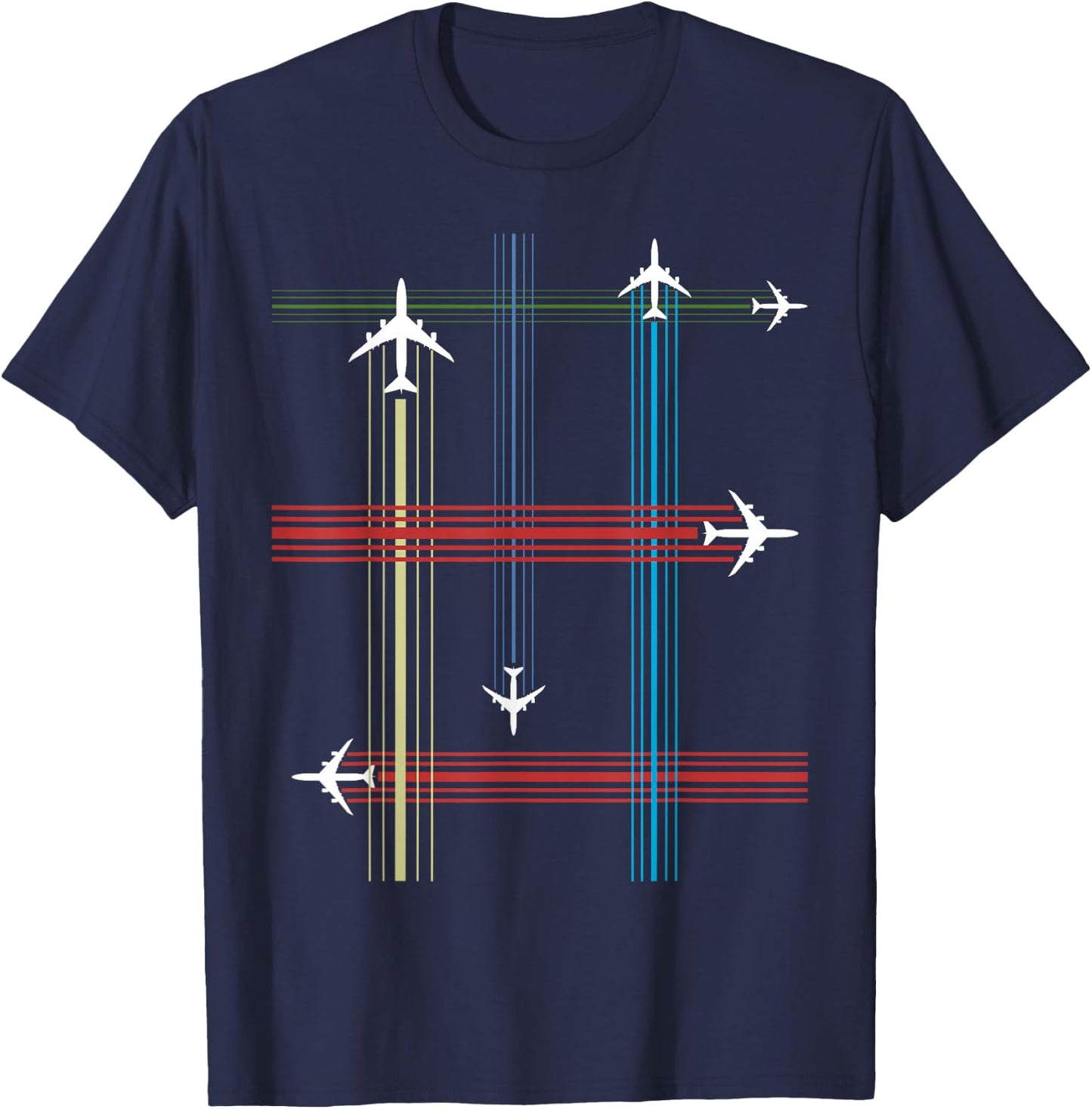 Retro 747 Airliner Contrail Vintage Aircraft Pilot T-Shirt - T-Shirt | Navy