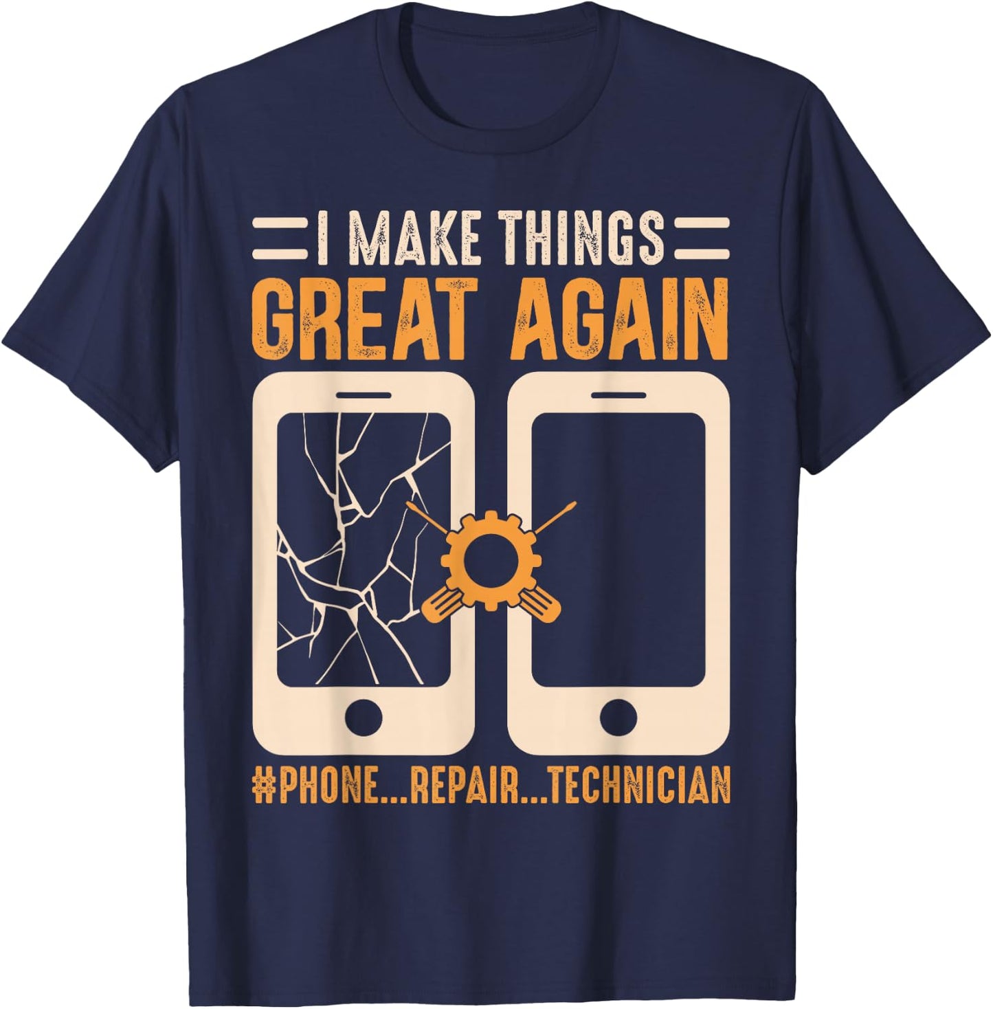 Mobile Phone Repair Shirt Funny Smartphone Electrician T-Shirt - T-Shirt | Navy