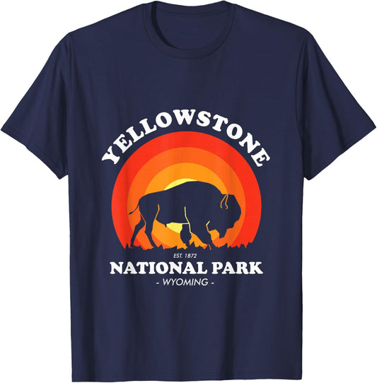 Yellow Stone National Park- Vintage T-Shirt - T-Shirt | Navy