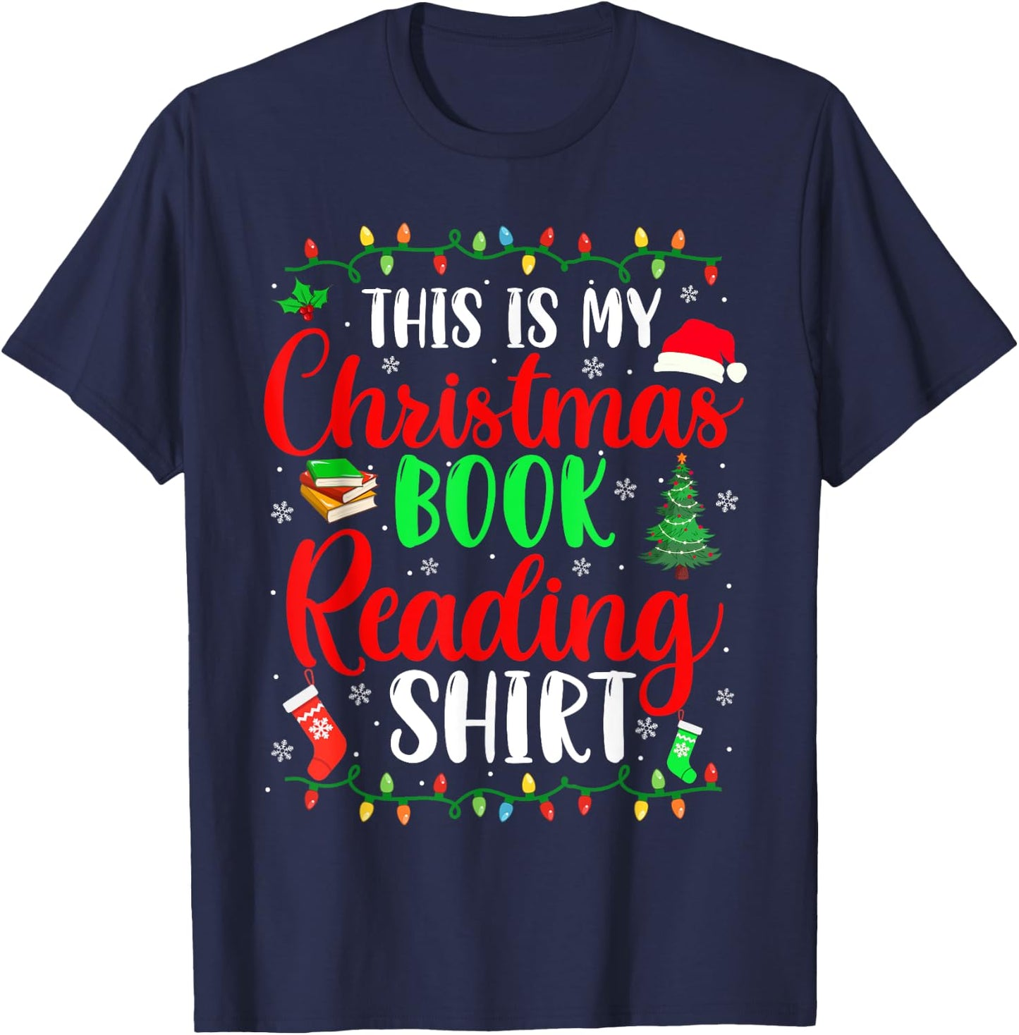 This Is My Christmas Pajama Book Reading Shirt Family Group T-Shirt - T-Shirt | Navy