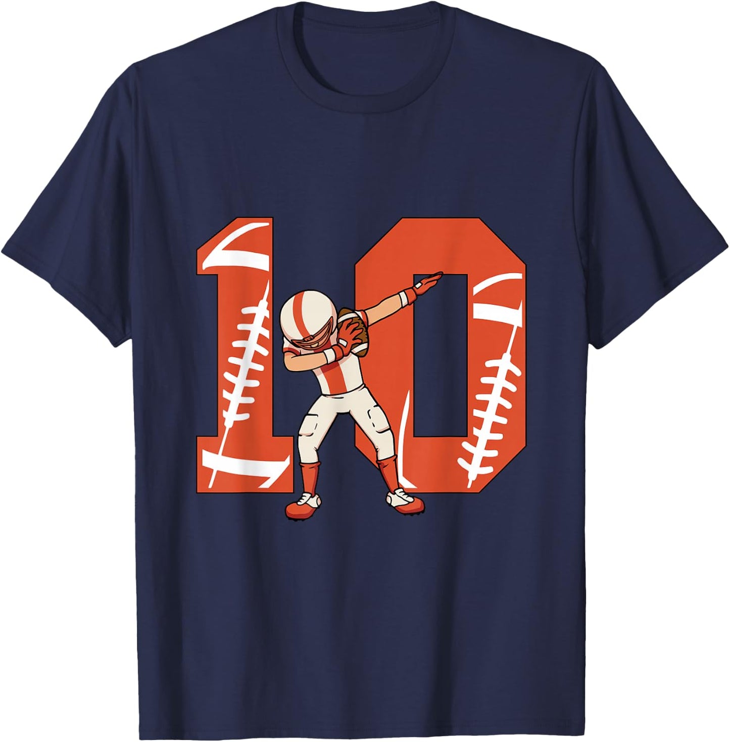 10 Years Old Boy Football Player 10th Football Birthday Kids T-Shirt - T-Shirt | Navy