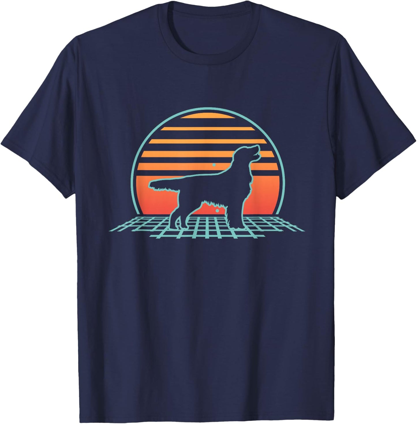 Flat-Coated Retriever Flat-Coat Dog 80's Retro Vintage T-Shirt - T-Shirt | Navy