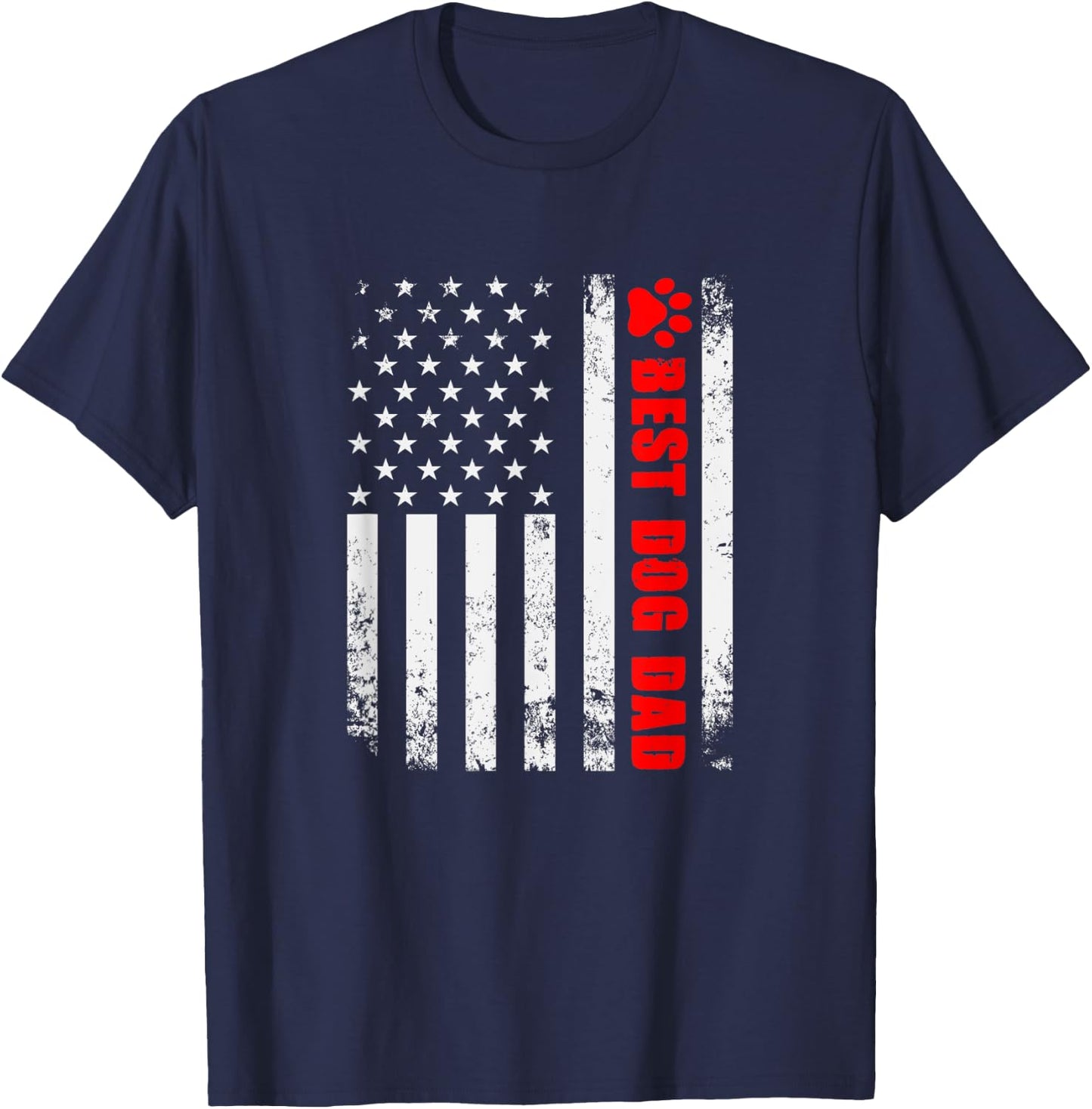 Dogs And Dog Dad American Flag USA Friends Father Men T-Shirt - T-Shirt | Navy