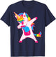 Unicorn Dancing: Pink Fluffy Unicorns Dancing On Rainbows T-Shirt - T-Shirt | Navy