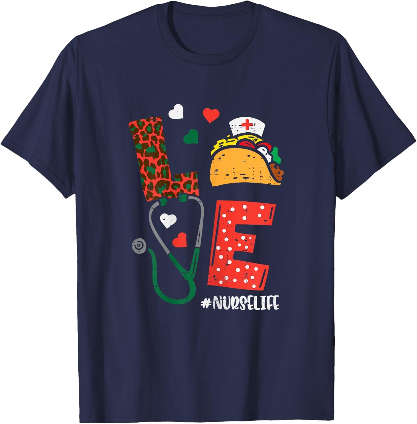Love Nurselife Taco Cinco De Mayo Nurse Women Scrub Top T-Shirt - T-Shirt | Navy