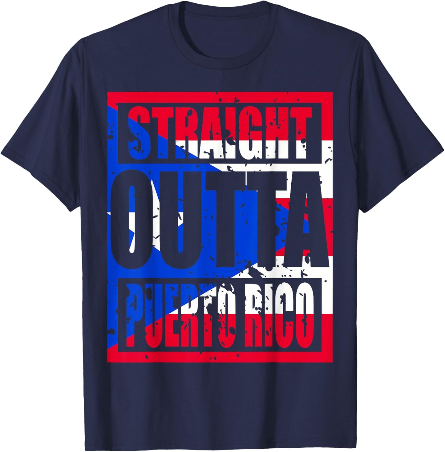 Straight Outta Puerto Rico Funny T-Shirt - T-Shirt | Navy