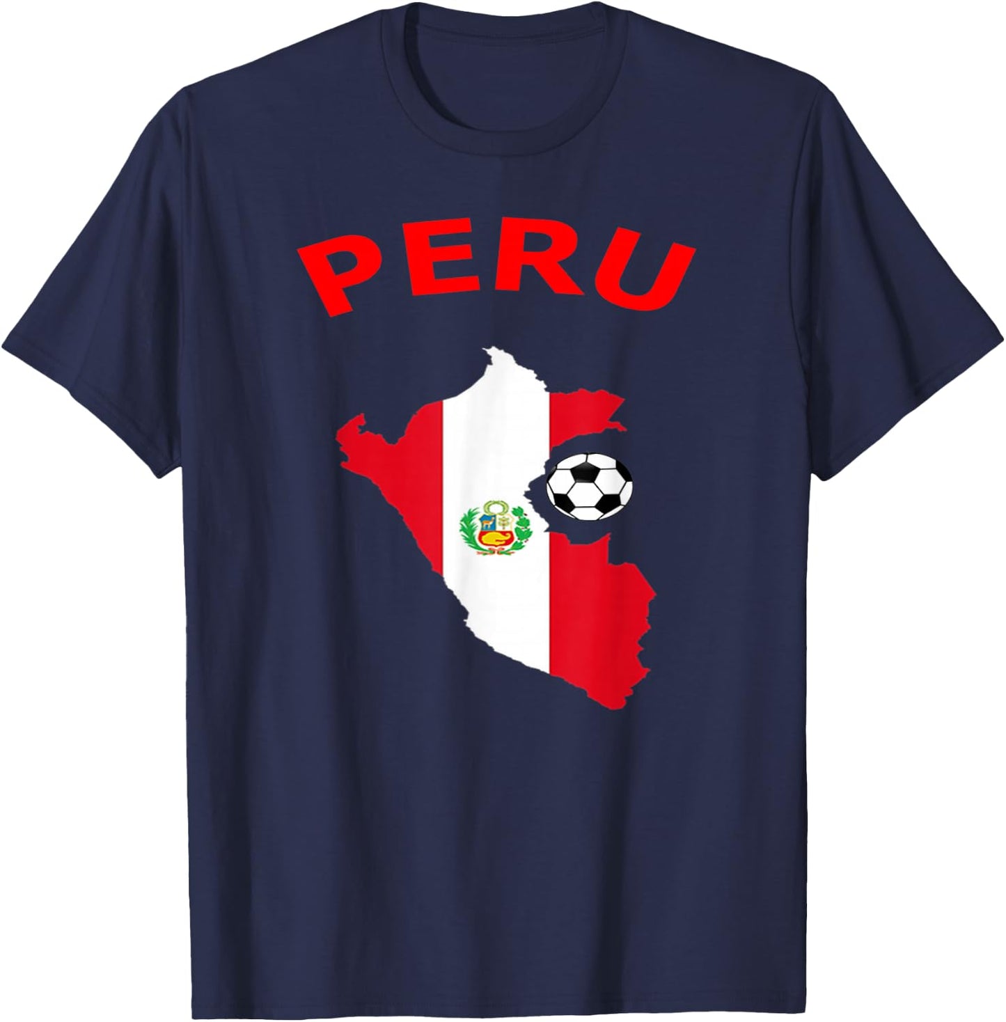 Peru Jersey Flag-Soccer Ball-Football T Shirt T-Shirt - T-Shirt | Navy