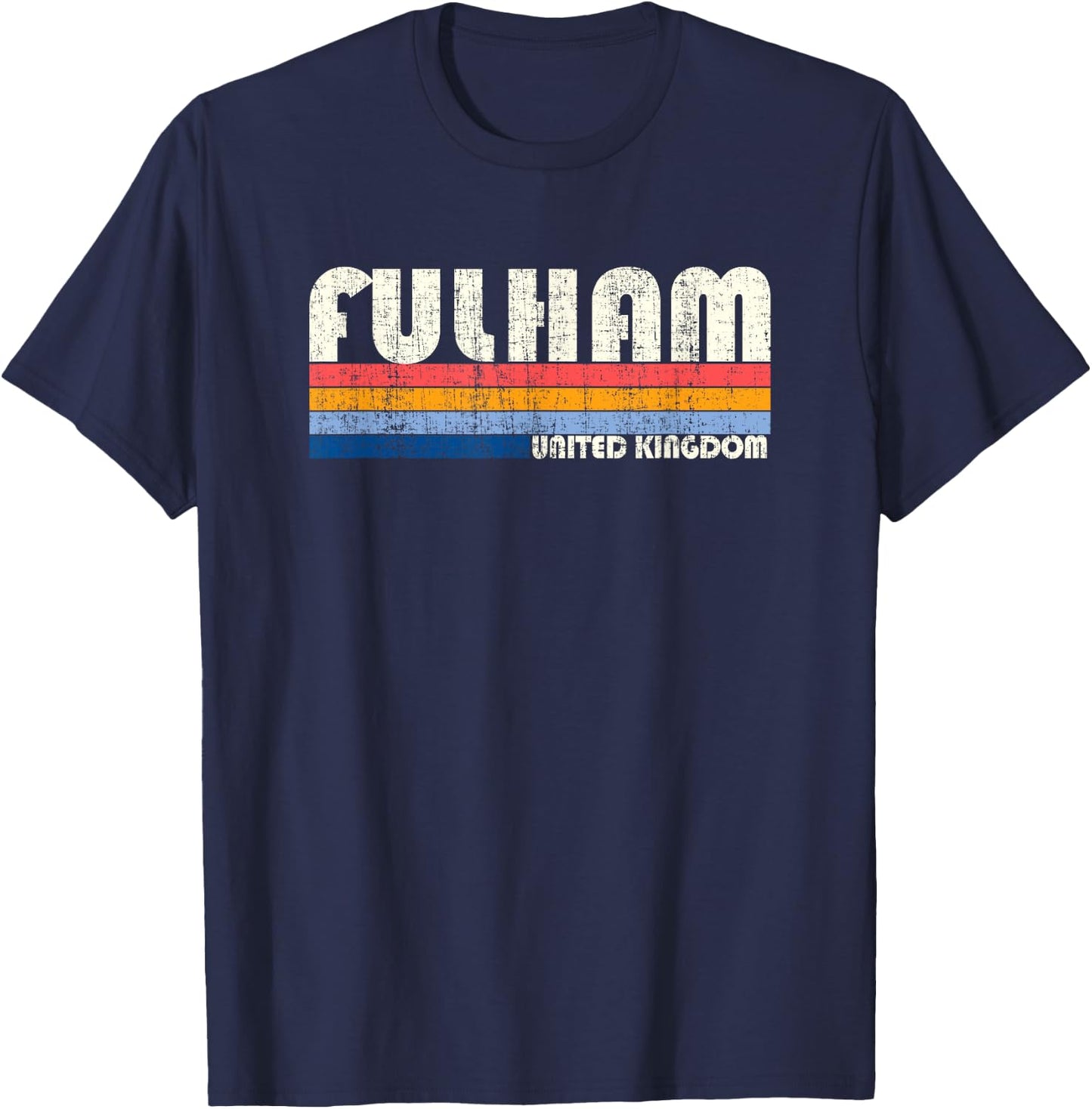 Retro Vintage 70s 80s Style Fulham, United Kingdom T-Shirt - T-Shirt | Navy