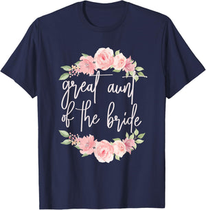 Great Aunt Of The Bride Great Aunt Flower Bride's Great Aunt T-Shirt - T-Shirt | Navy