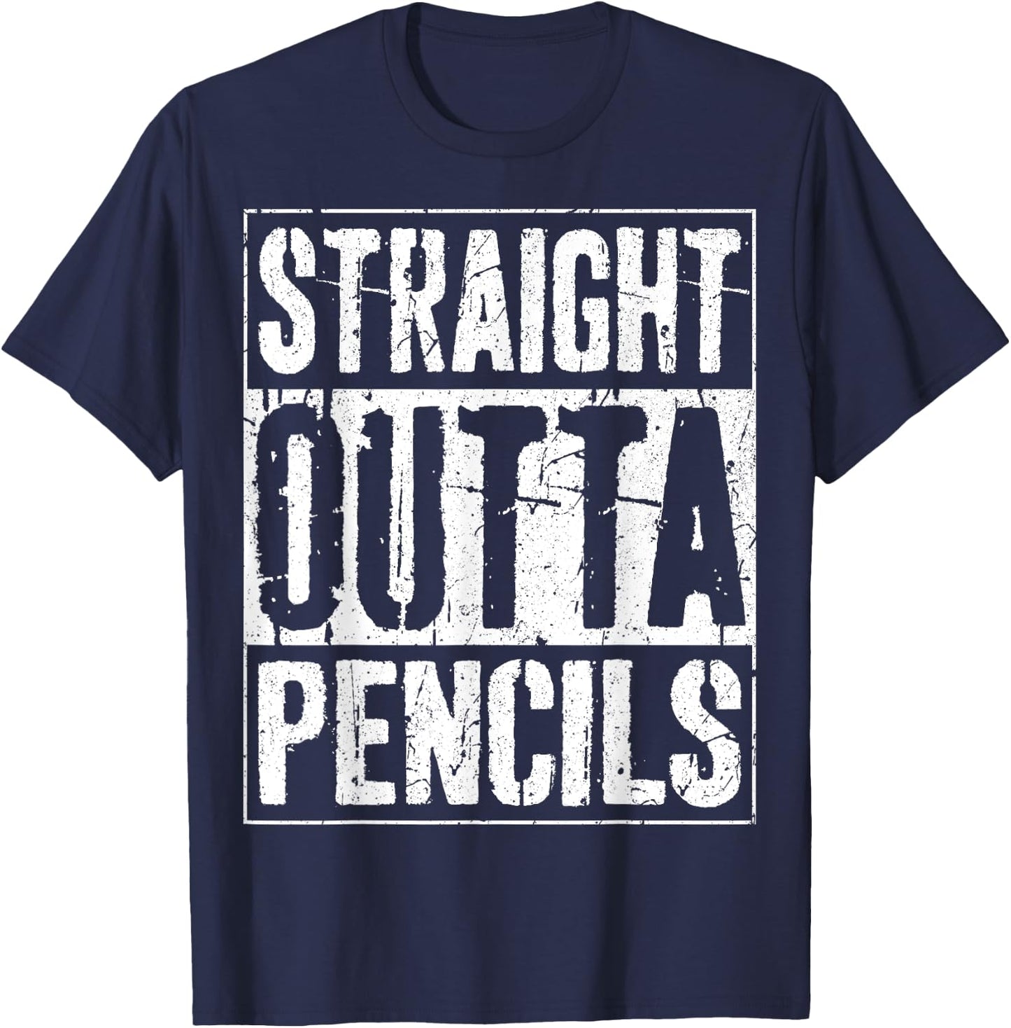 Straight Outta Pencils Shirt Kids Boy Girl Graduation T-Shirt - T-Shirt | Navy