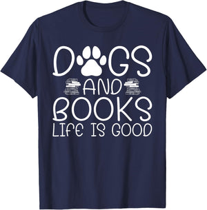 Reader Reading Book Lover Librarian Literature Bookworm Dog T-Shirt - T-Shirt | Navy