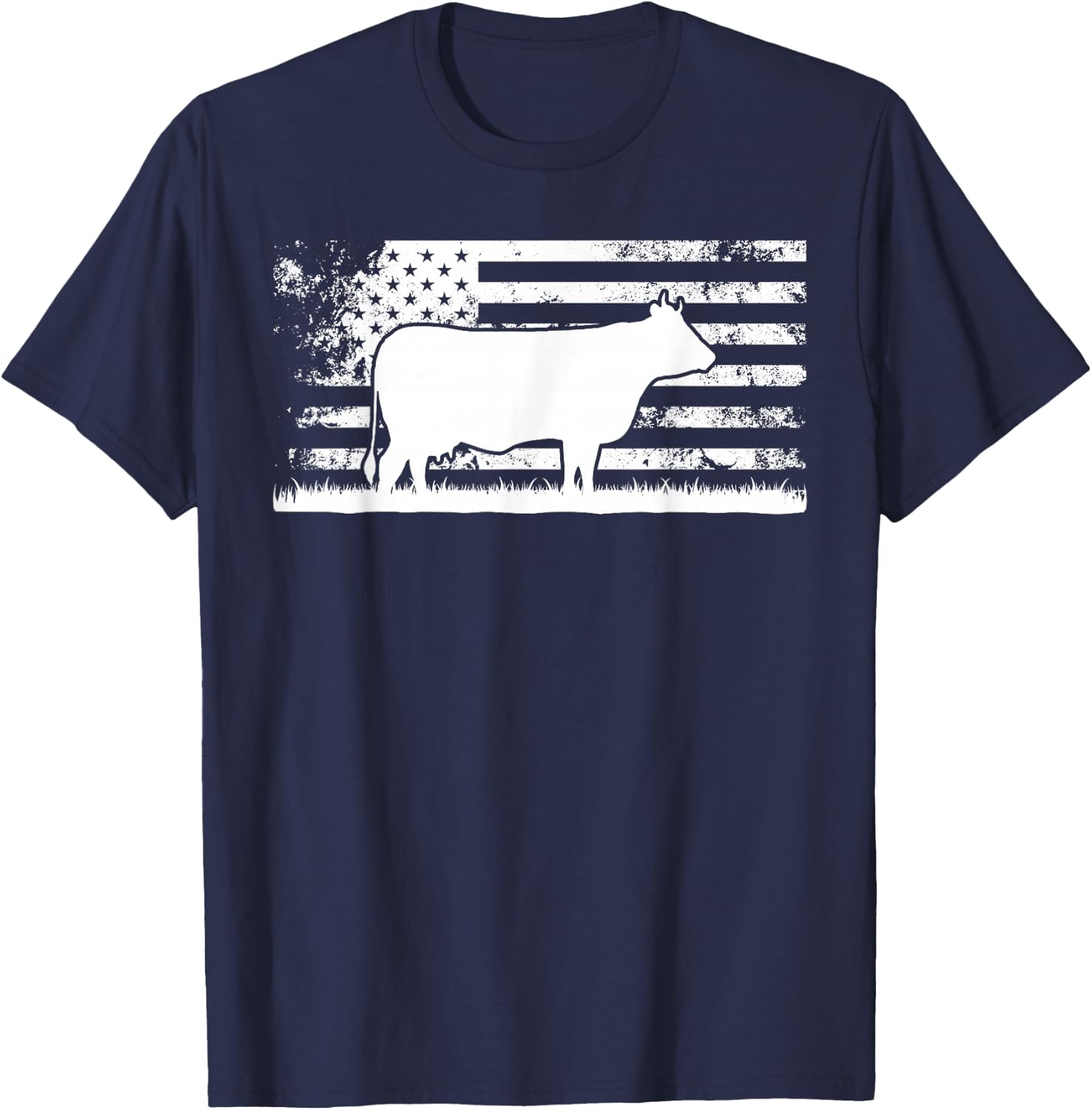 USA American Flag - America Cow Charolais Rancher T-Shirt - T-Shirt | Navy