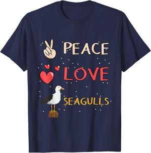 Seagull Sea Gulls Peace Love Seagulls T-Shirt - T-Shirt | Navy