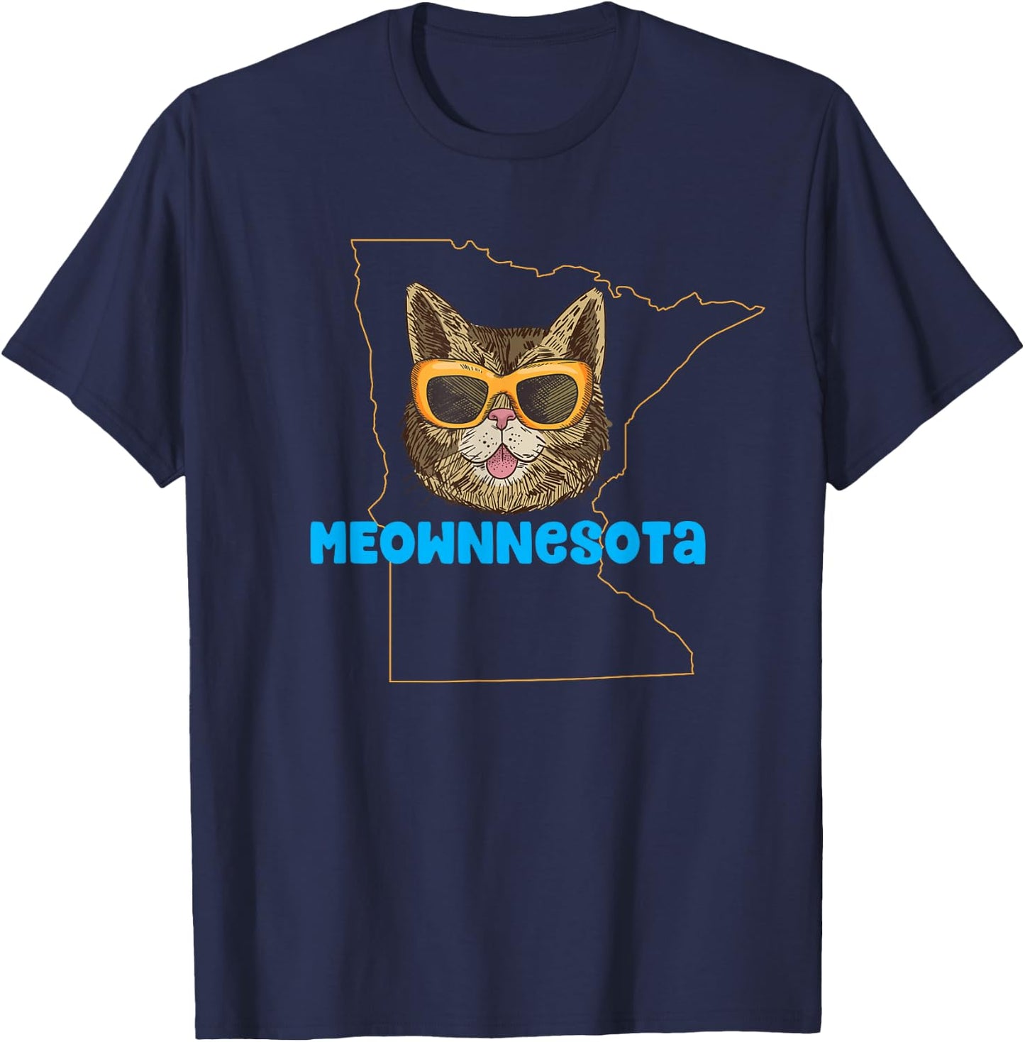 Meownnesota (Minnesota) - Funny City State Cat Pun T-Shirt - T-Shirt | Navy