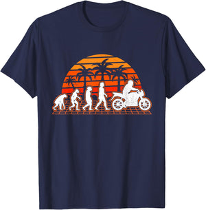 Motorcycle Evolution Retro Motorcycle Biker T-Shirt - T-Shirt | Navy