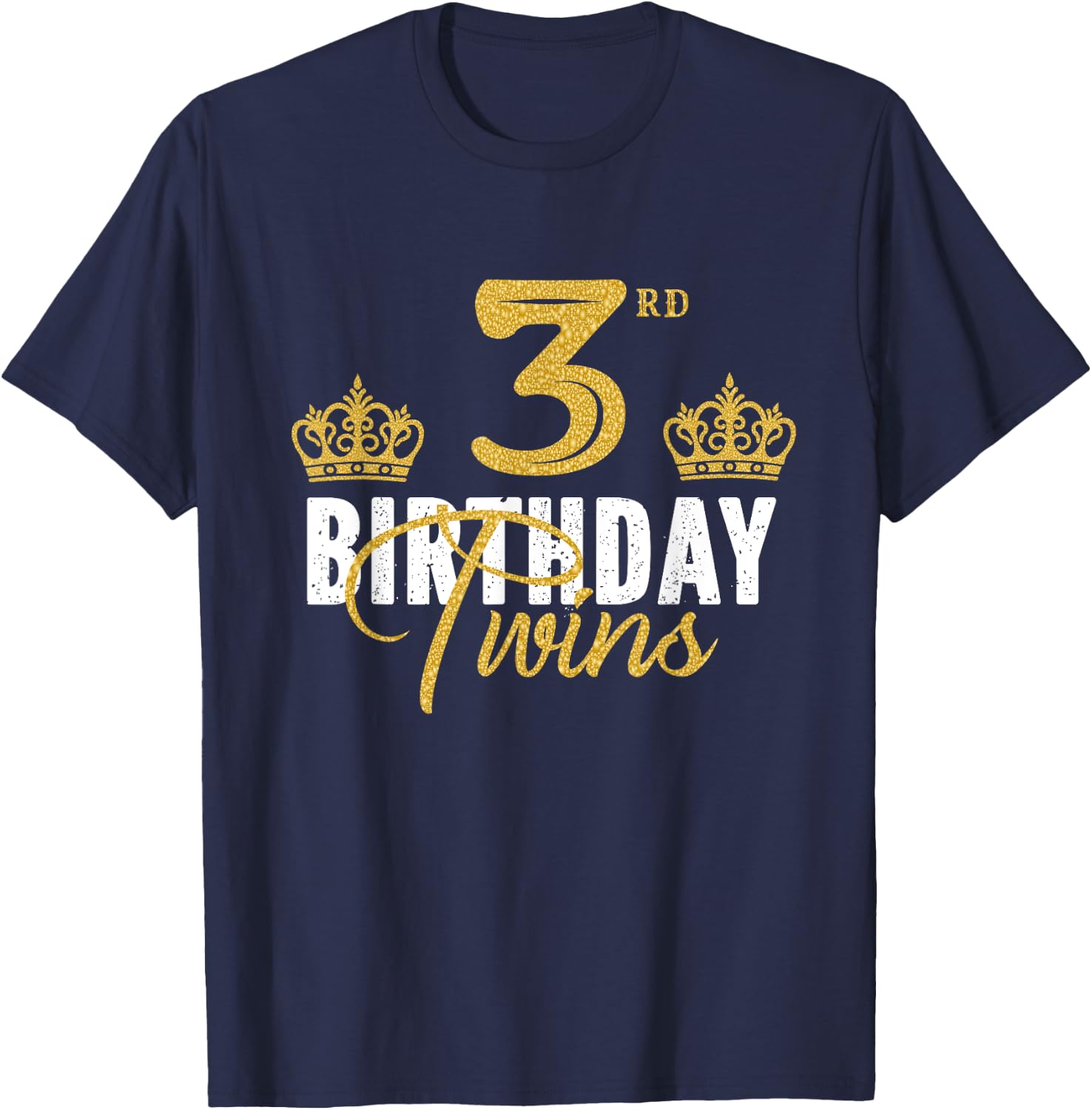 3rd Birthday Twins 3 Years Old Party Idea For Boy And Girl T-Shirt - T-Shirt | Navy