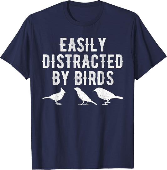 Easily Distracted By Birds T-Shirt - T-Shirt | Navy