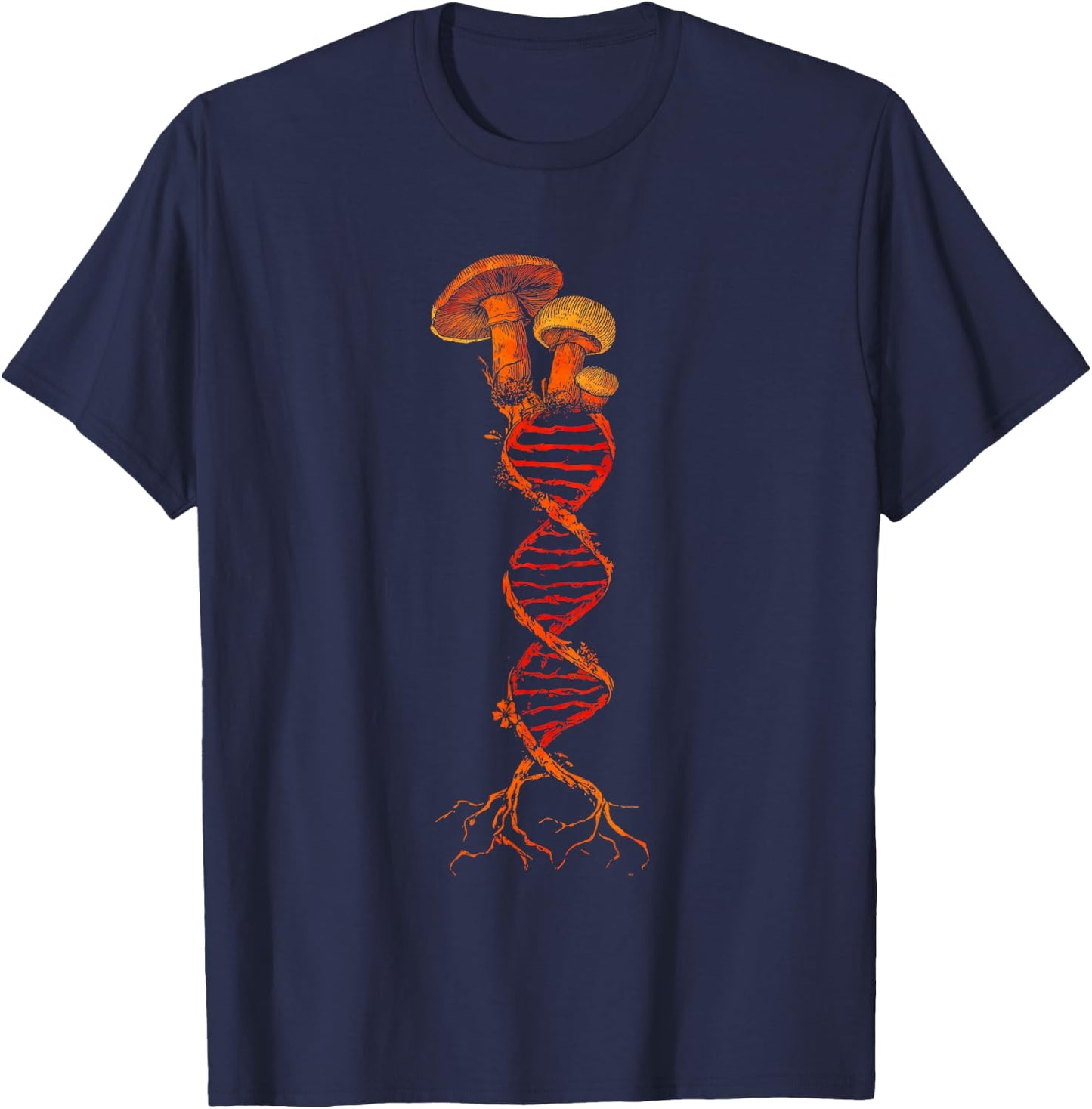 Mushroom DNA Goblincore Aesthetic Mycology Shroom Fungi T-Shirt - T-Shirt | Navy
