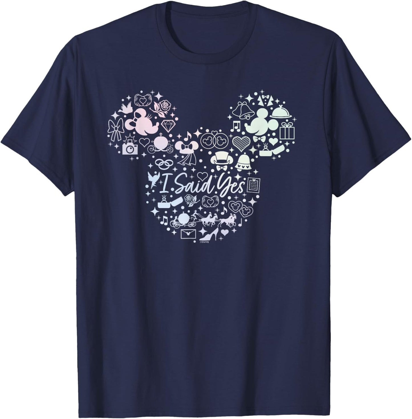 Disney I Said Yes Engagement Proposal Mickey Head Icon T-Shirt - T-Shirt | Navy